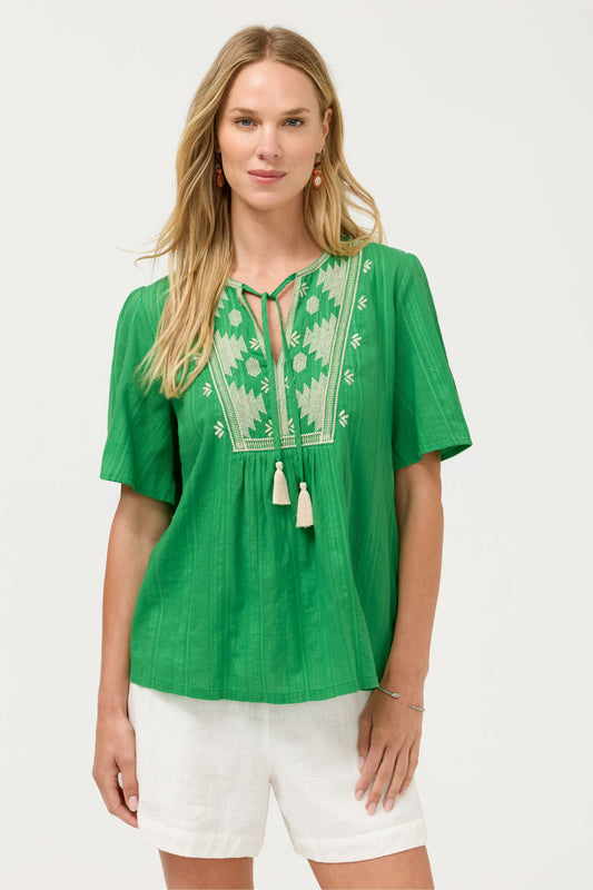 3/4 SLEEVE PRAIRIE BLOUSE - Johnny Was Exclusive