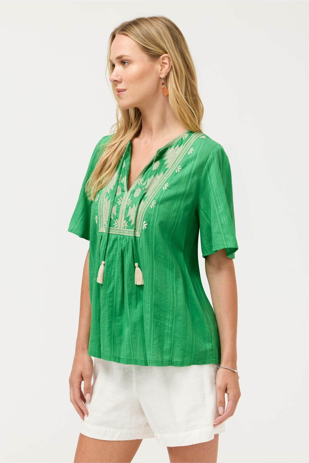 3/4 SLEEVE PRAIRIE BLOUSE - Johnny Was Exclusive