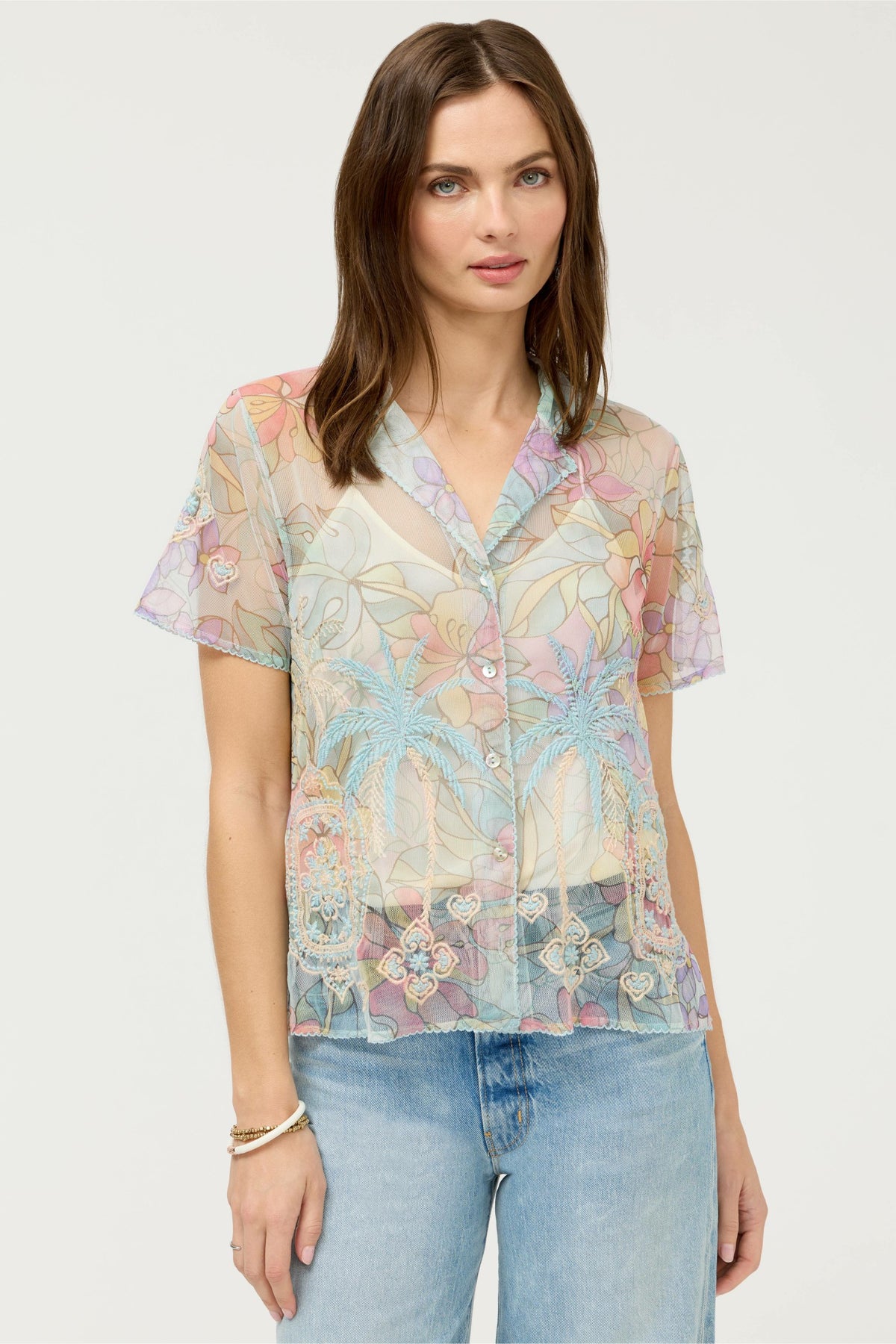 DELLUCI MESH CAMP SHIRT - Johnny Was Featured