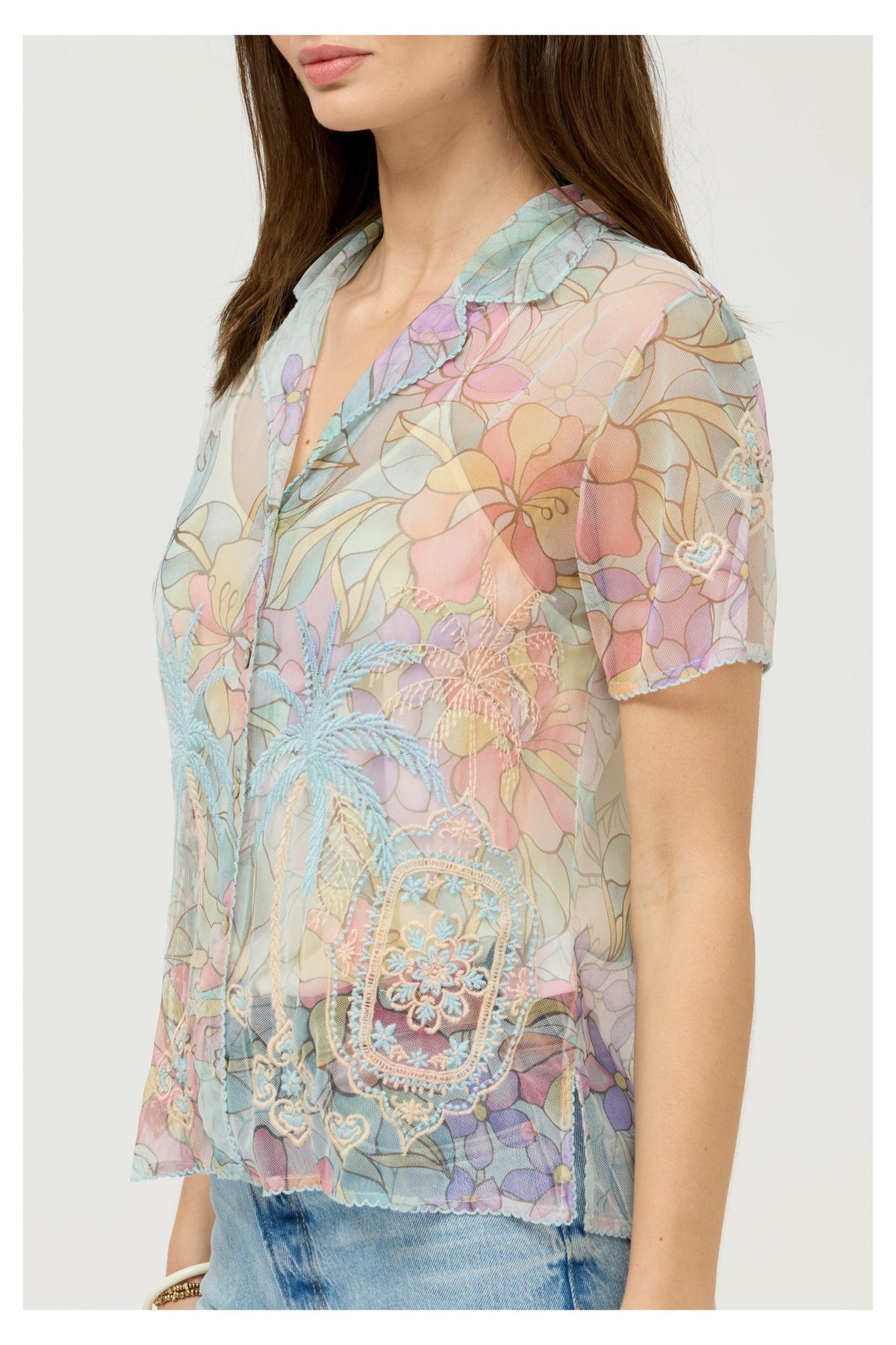 DELLUCI MESH CAMP SHIRT - Johnny Was Featured