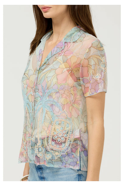 DELLUCI MESH CAMP SHIRT - Johnny Was Featured