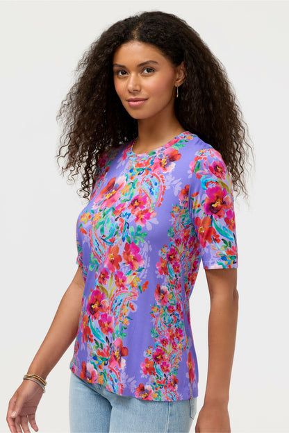 THE JANIE FAVORITE ELBOW SLEEVE CREW NECK SWING TEE - Johnny Was Recommended