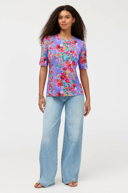 THE JANIE FAVORITE ELBOW SLEEVE CREW NECK SWING TEE - Johnny Was Recommended