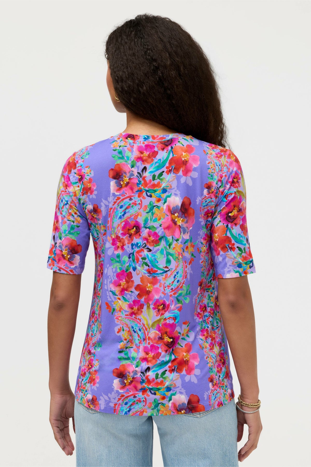 THE JANIE FAVORITE ELBOW SLEEVE CREW NECK SWING TEE - Johnny Was Recommended