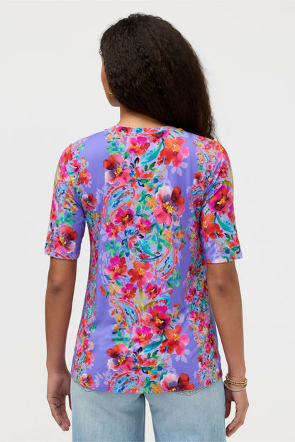 THE JANIE FAVORITE ELBOW SLEEVE CREW NECK SWING TEE - Johnny Was Recommended