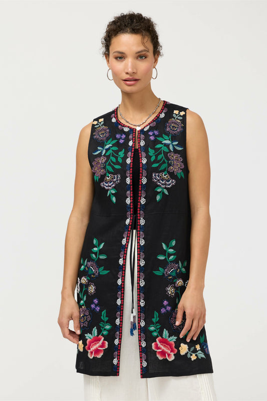 SLOANE LINEN VEST - Johnny Was Signature