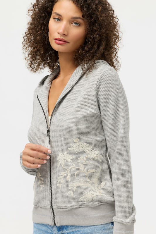 METALLIC THERMAL ZIP UP HOODIE - Johnny Was Trending