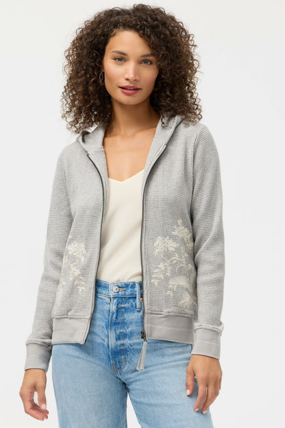 METALLIC THERMAL ZIP UP HOODIE - Johnny Was Trending