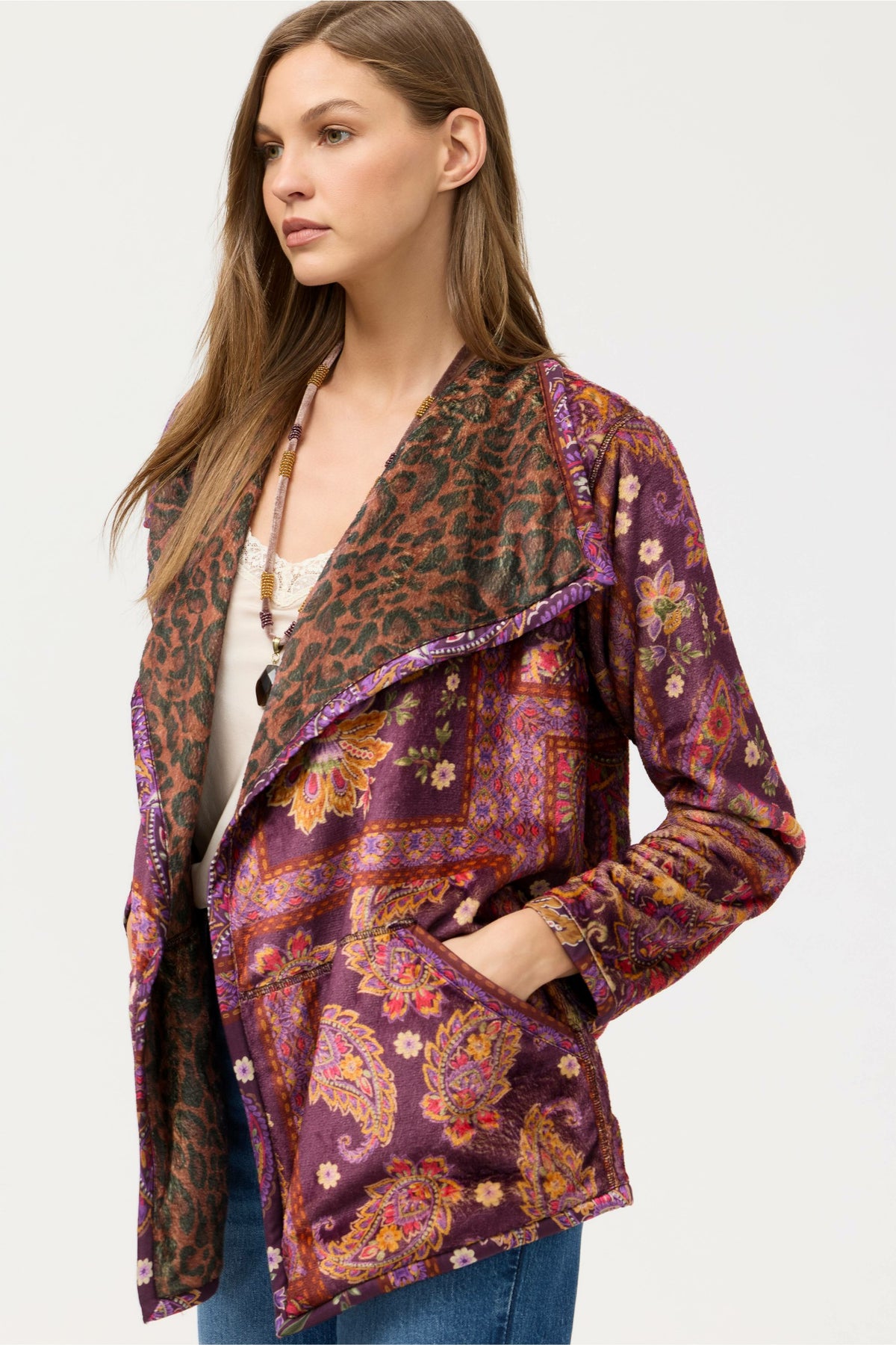 JOAN WRAP BINDED SHERPA JACKET - Johnny Was Exclusive