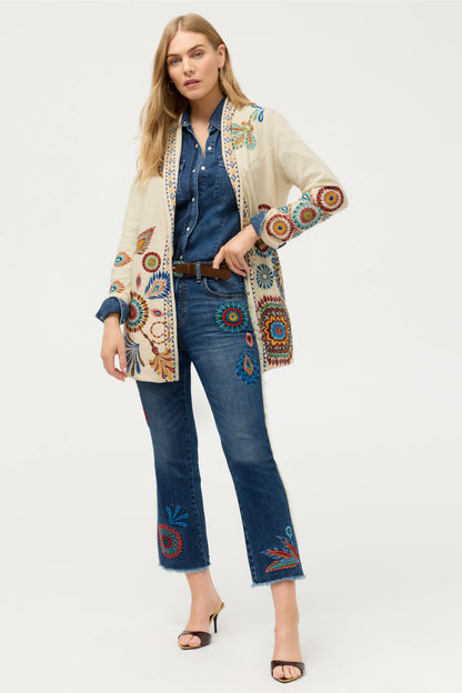 THE FRINGE CROPPED BABY BOOT JEAN - Johnny Was Exclusive