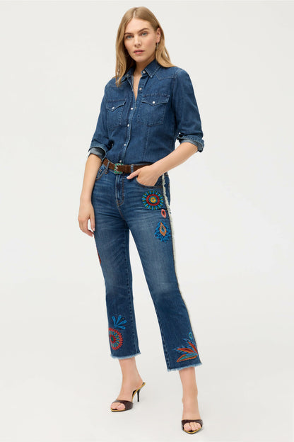 THE FRINGE CROPPED BABY BOOT JEAN - Johnny Was Exclusive