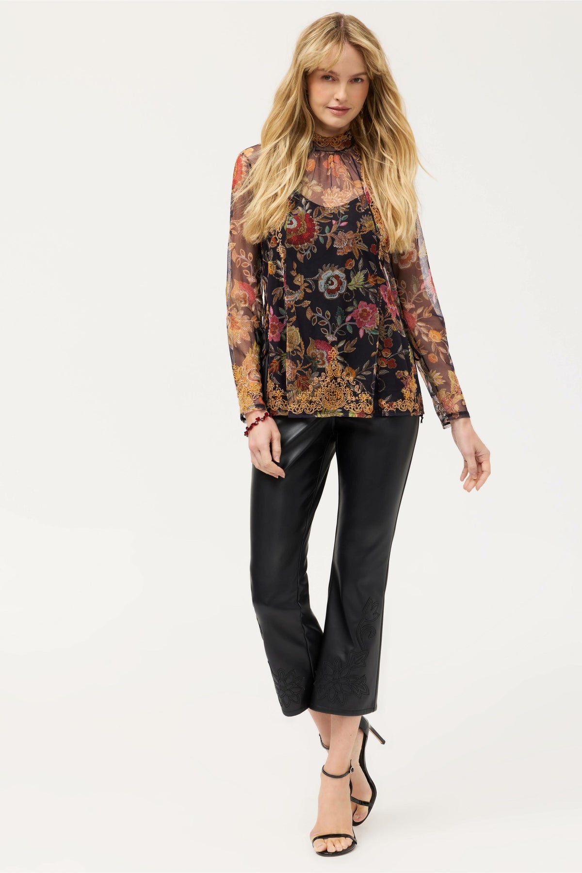 CYNDI CROPPED BABY BOOT VEGAN LEATHER PANT - Johnny Was Best Seller