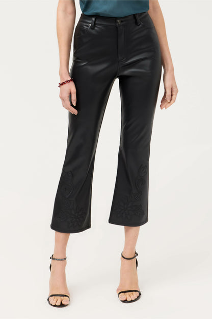 CYNDI CROPPED BABY BOOT VEGAN LEATHER PANT - Johnny Was Best Seller