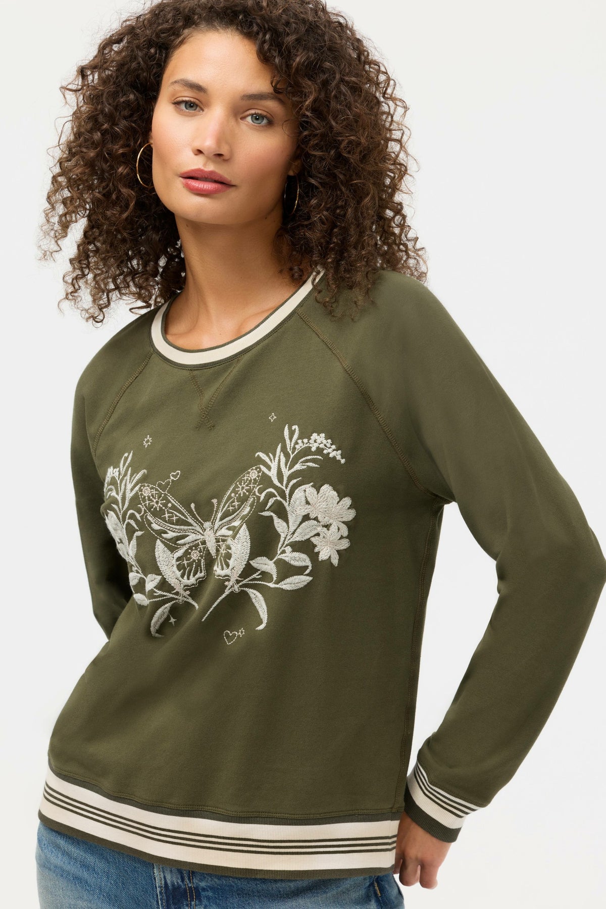 BEE ACTIVE RAGLAN CREW NECK SWEATSHIRT - Johnny Was Recommended