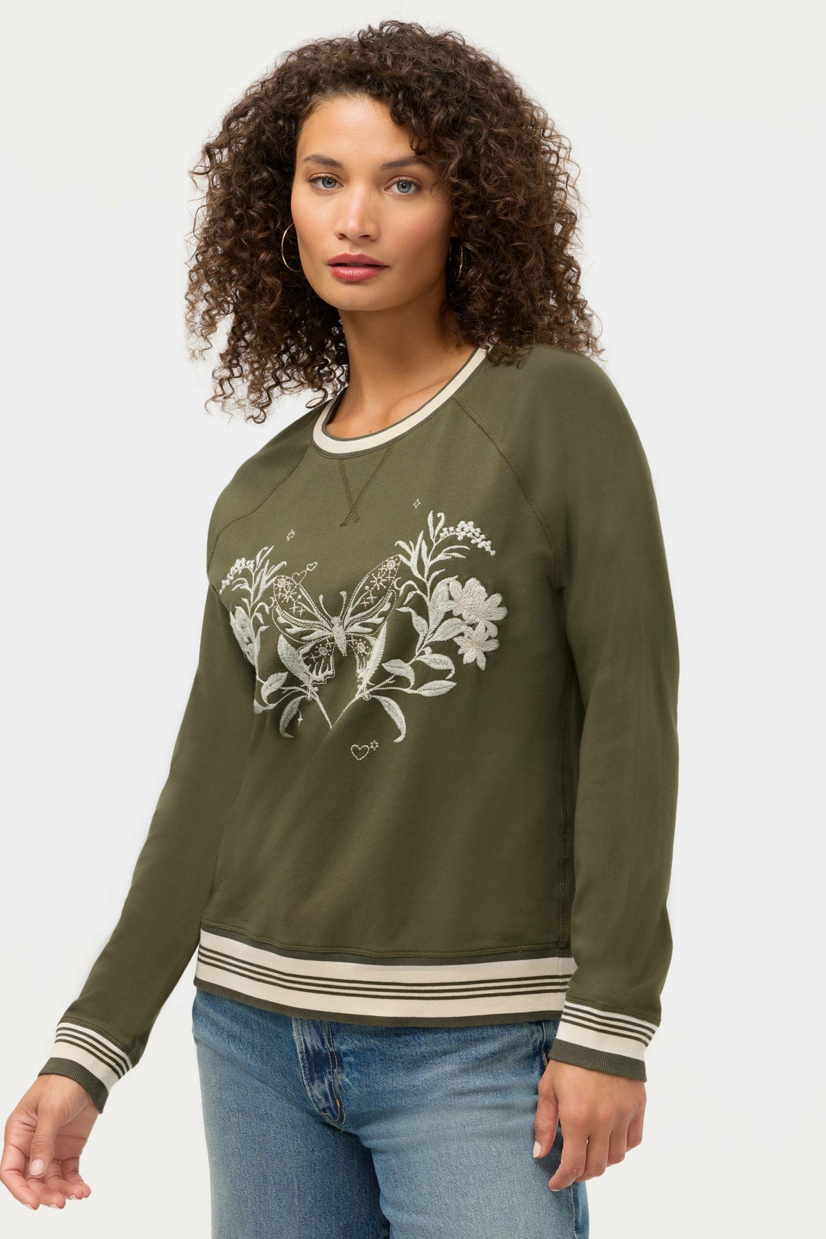 BEE ACTIVE RAGLAN CREW NECK SWEATSHIRT - Johnny Was Recommended