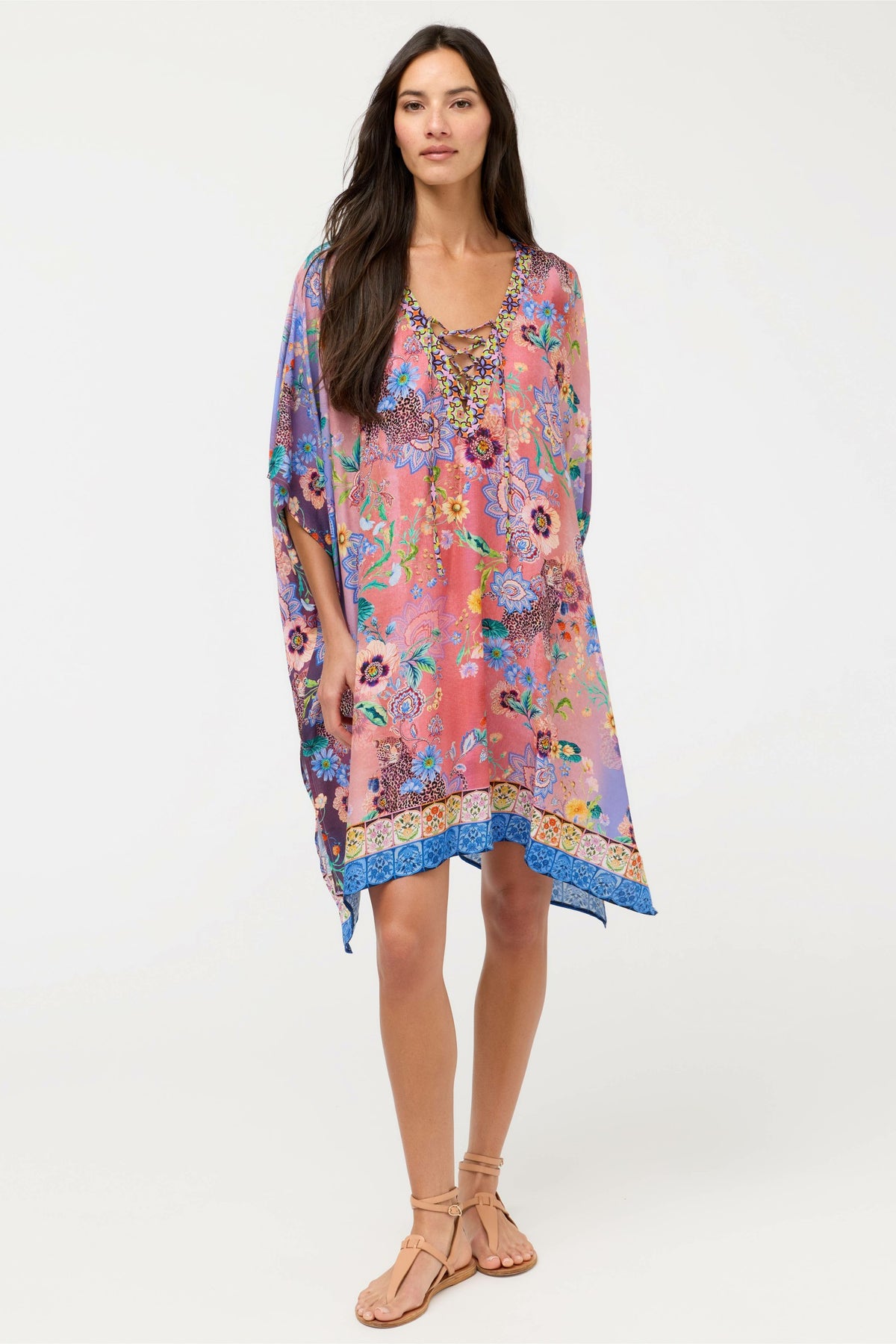 LILLIANA TIE SHORT KAFTAN - Johnny Was Exclusive