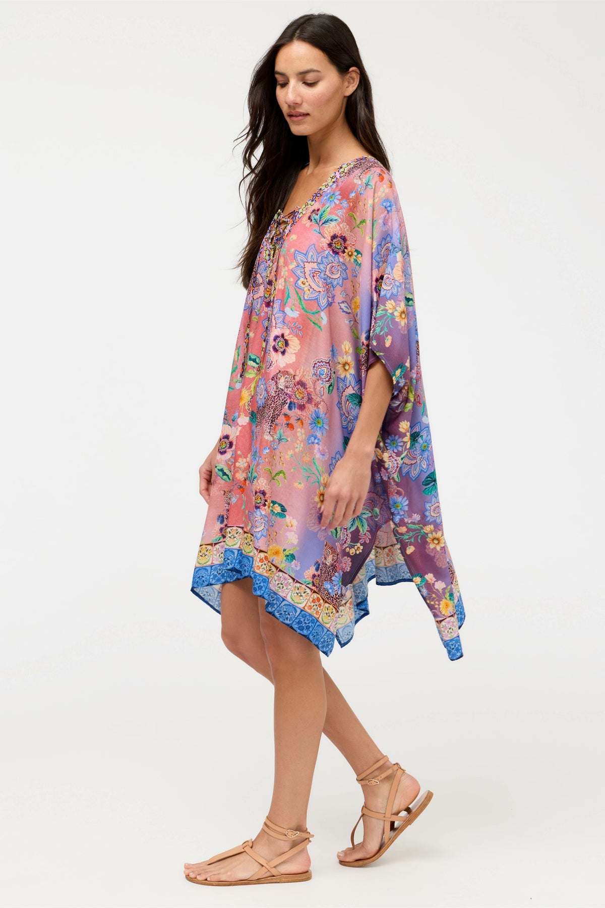 LILLIANA TIE SHORT KAFTAN - Johnny Was Exclusive