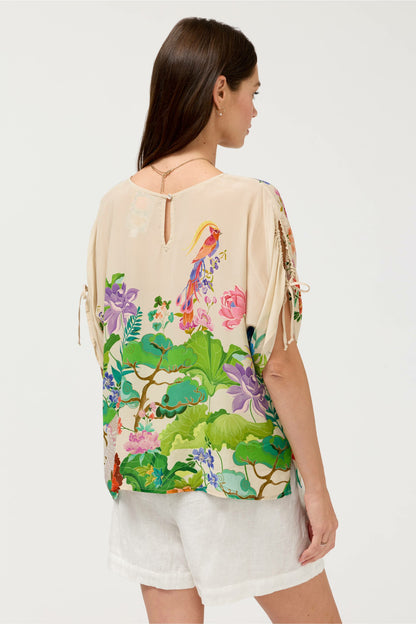 BLUET DRAWCORD SLEEVE BLOUSE - Johnny Was Featured