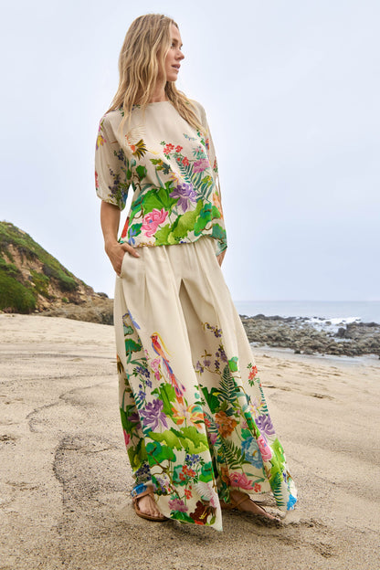 BLUET DRAWCORD SLEEVE BLOUSE - Johnny Was Featured