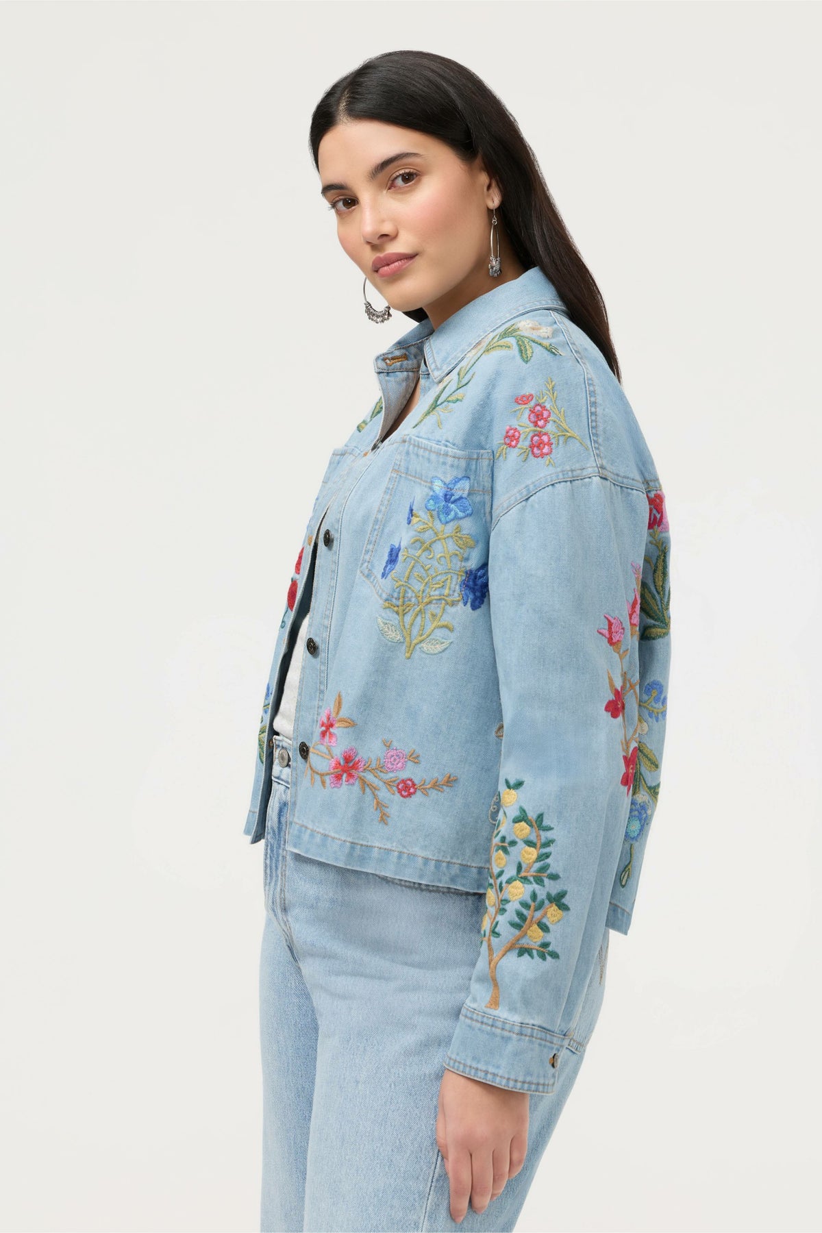 BEATRIX CROPPED DENIM JACKET - Johnny Was Best Seller