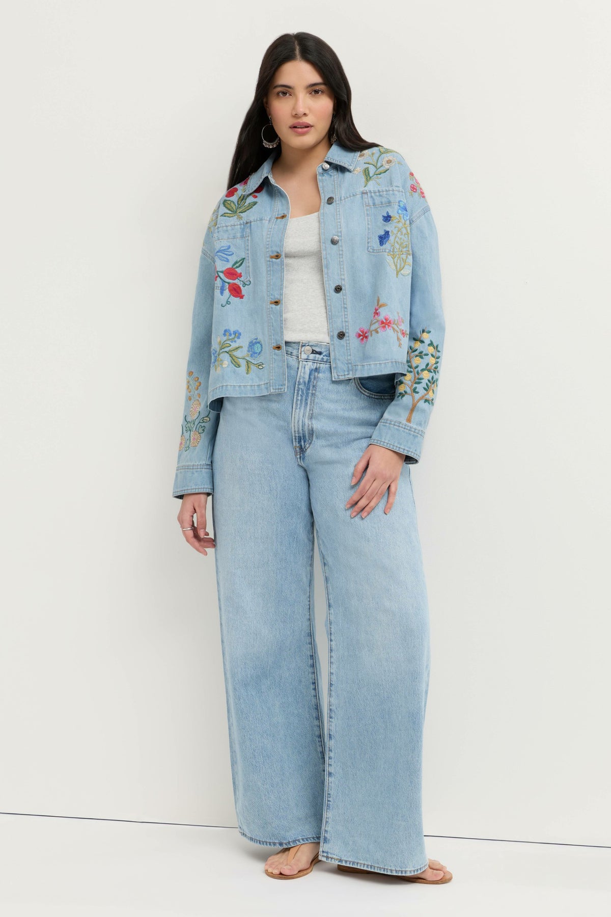 BEATRIX CROPPED DENIM JACKET - Johnny Was Best Seller