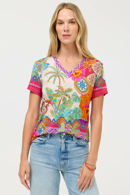 The Janie Favorite Short Sleeve V-Neck Tee - Johnny Was Signature