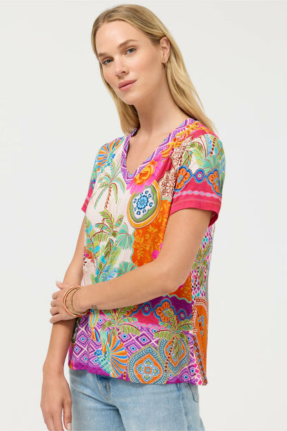 The Janie Favorite Short Sleeve V-Neck Tee - Johnny Was Signature