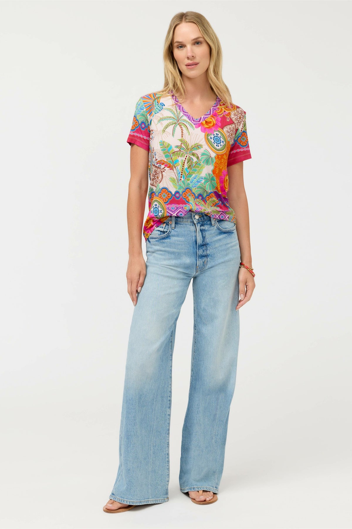 The Janie Favorite Short Sleeve V-Neck Tee - Johnny Was Signature