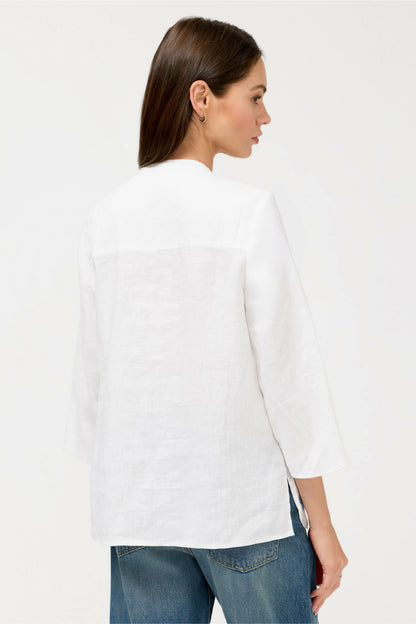 SLOANE V-NECK LINEN BLOUSE - Johnny Was Signature