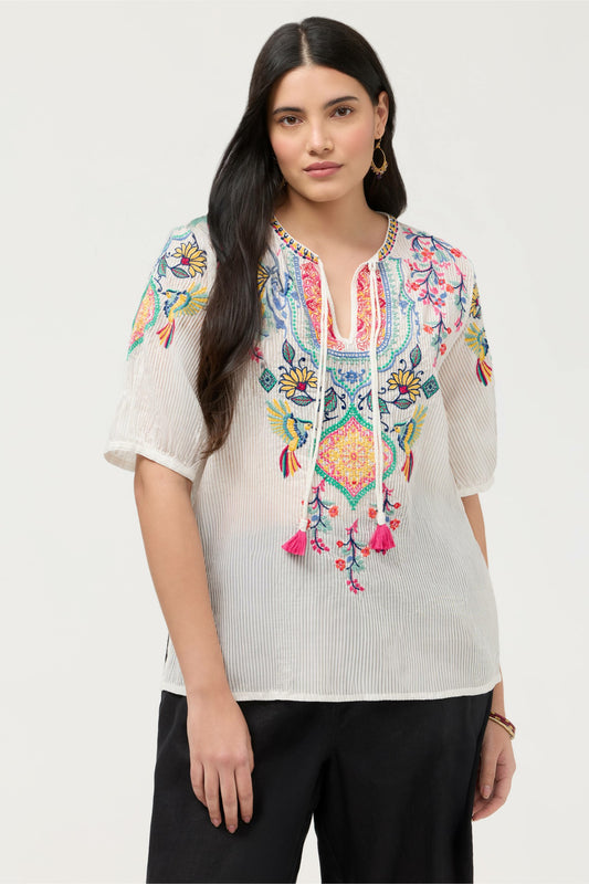MARGOT SHORT SLEEVE BLOUSE - Johnny Was Featured