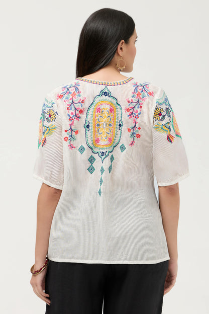 MARGOT SHORT SLEEVE BLOUSE - Johnny Was Featured
