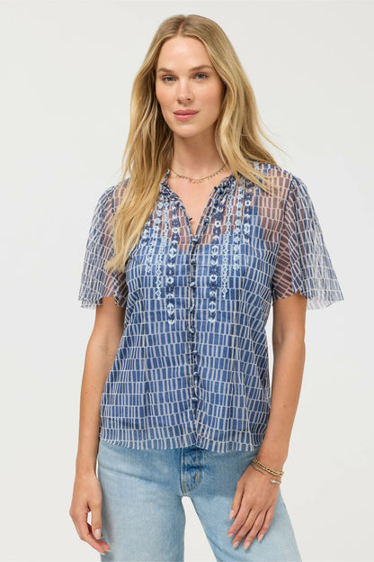 LEANDRA MESH BLOUSE - Johnny Was Trending