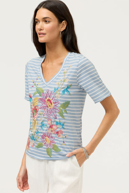 RAW HEM V-NECK TEE - Johnny Was Featured