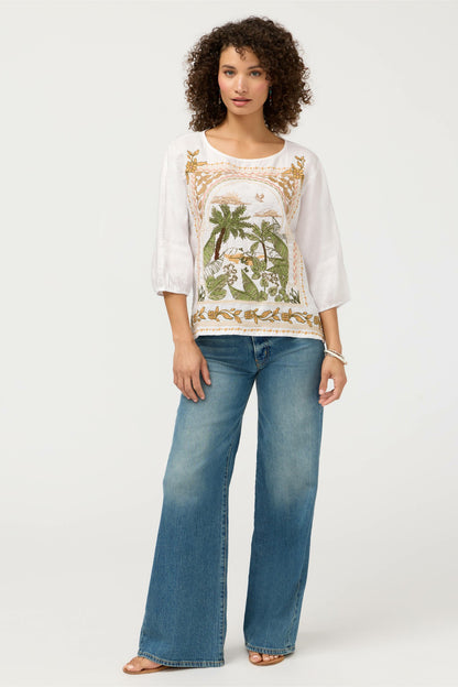 LINEN BOATNECK BLOUSE - Johnny Was Best Seller