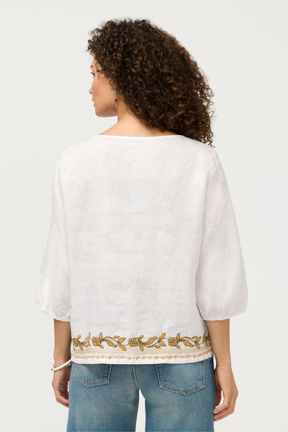 LINEN BOATNECK BLOUSE - Johnny Was Best Seller