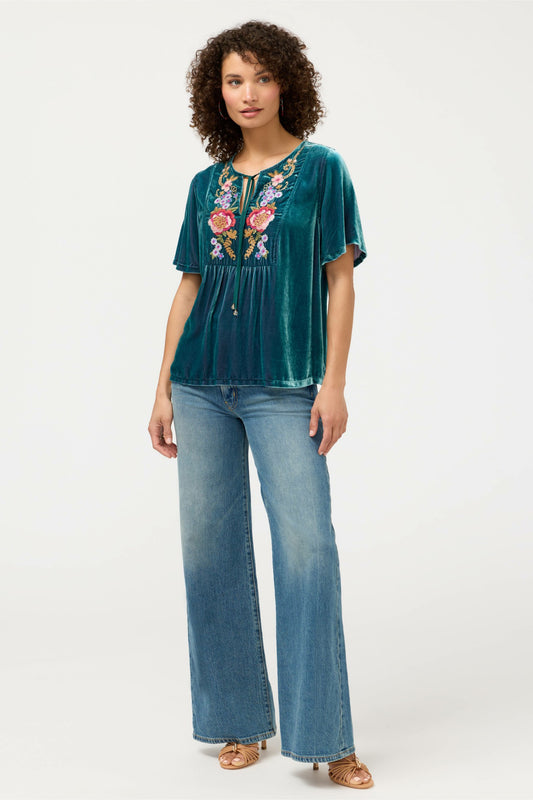 VELVET YOKE BLOUSE - Johnny Was Recommended