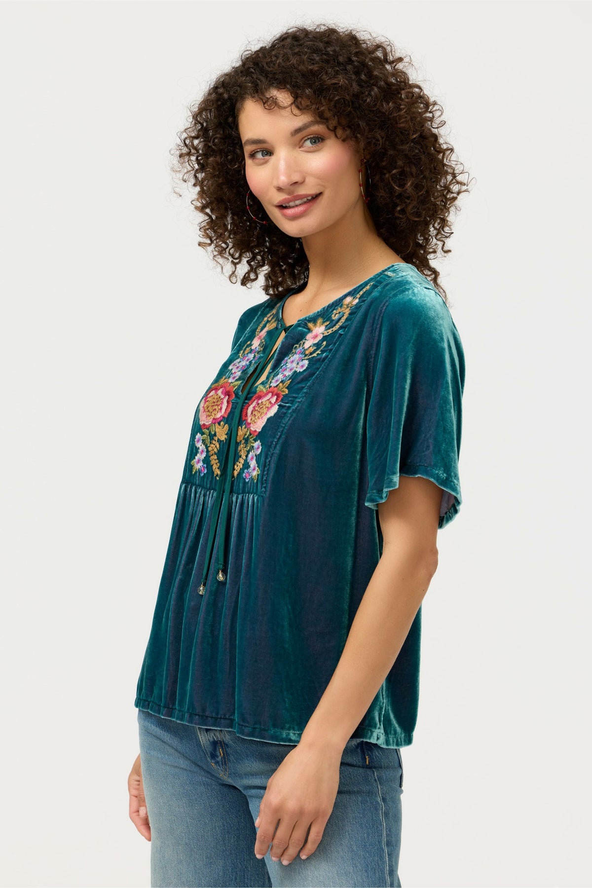 VELVET YOKE BLOUSE - Johnny Was Recommended