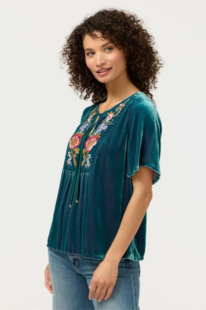 VELVET YOKE BLOUSE - Johnny Was Recommended