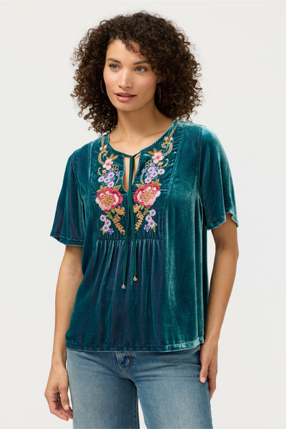 VELVET YOKE BLOUSE - Johnny Was Recommended