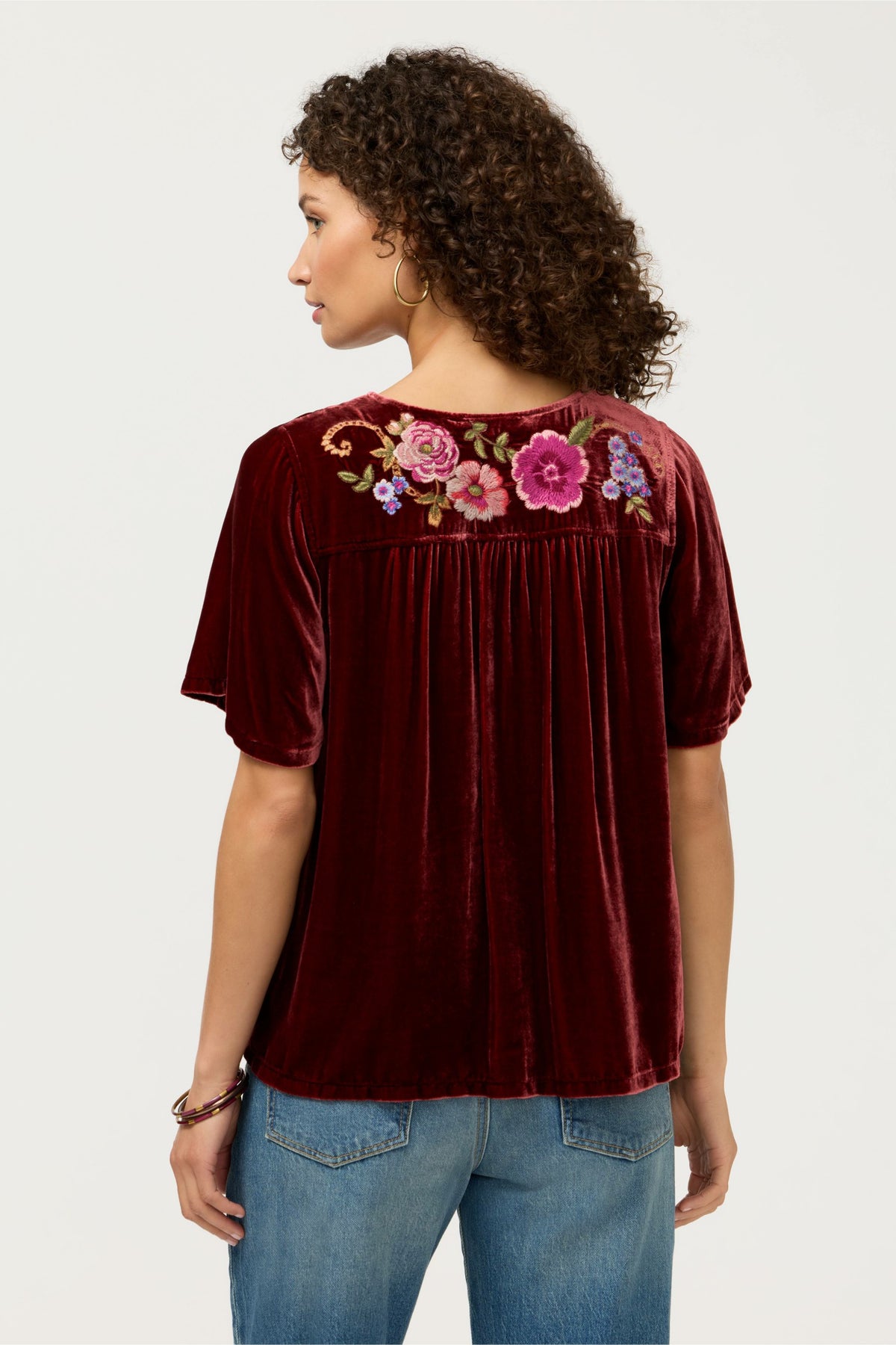 VELVET YOKE BLOUSE - Johnny Was Exclusive