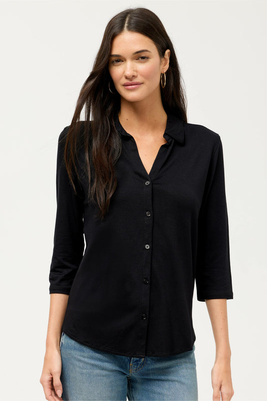 ESSENTIALS SOFT TOUCH 3/4 SLEEVE RELAXED SHIRT - Johnny Was New