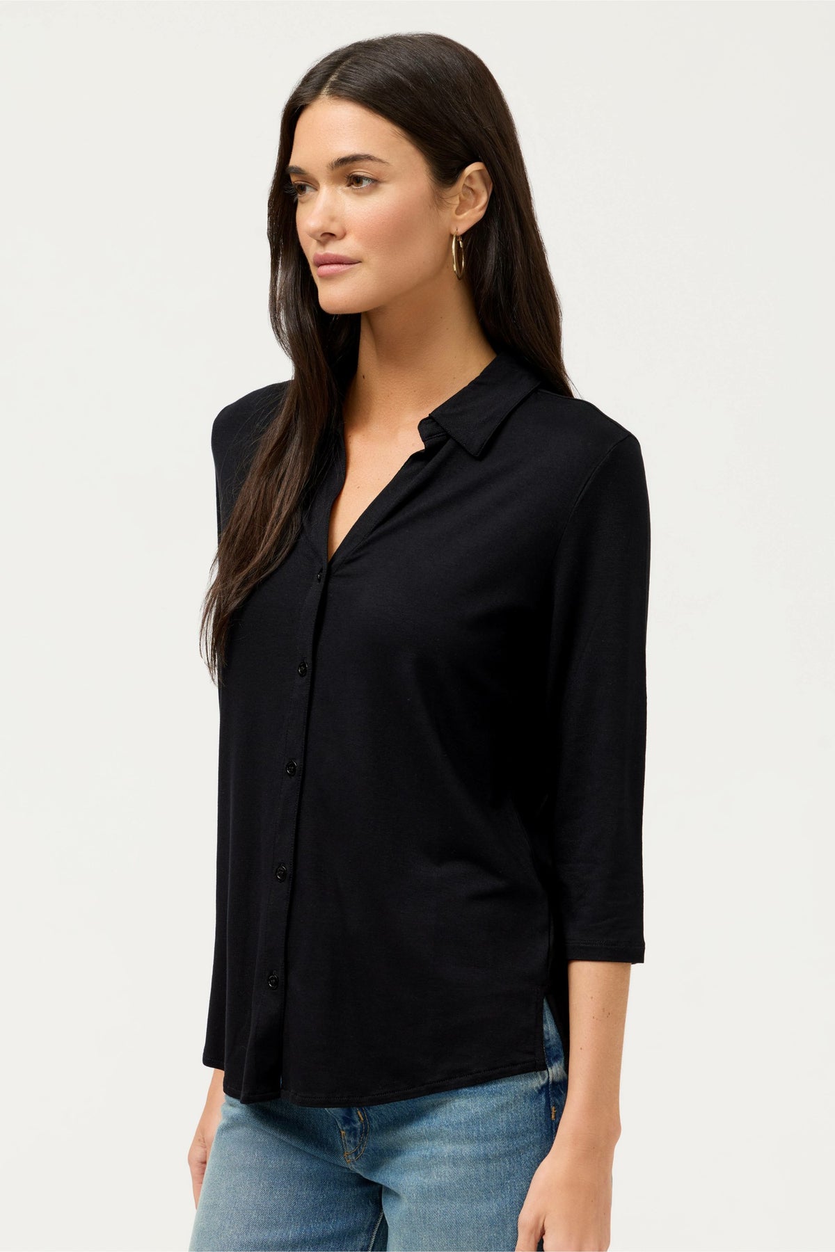 ESSENTIALS SOFT TOUCH 3/4 SLEEVE RELAXED SHIRT - Johnny Was New