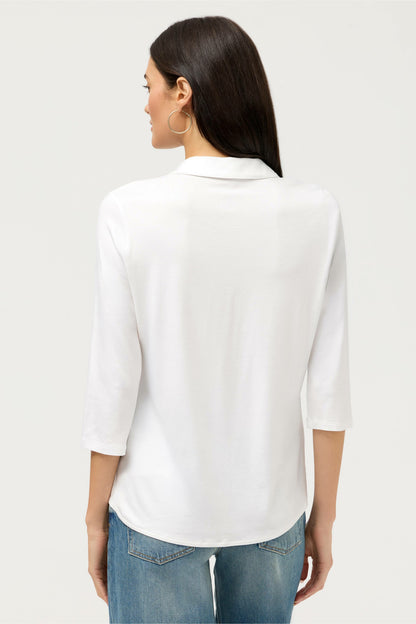 ESSENTIALS SOFT TOUCH 3/4 SLEEVE RELAXED SHIRT - Johnny Was Featured