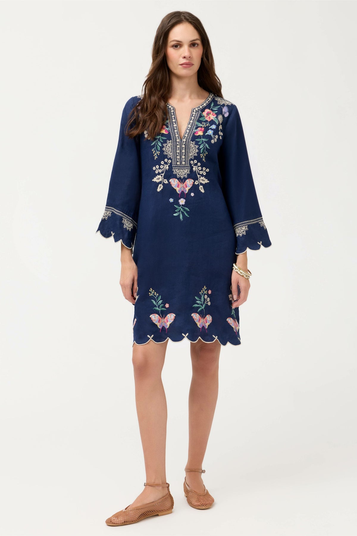 LINEN SCALLOP DRESS - Johnny Was Popular