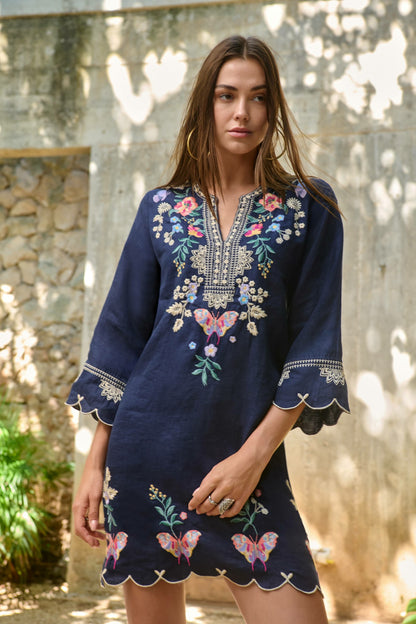 LINEN SCALLOP DRESS - Johnny Was Popular
