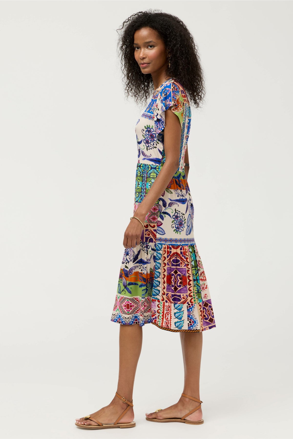 THE JANIE FAVORITE TIERED TEA LENGTH DRESS - Johnny Was Signature