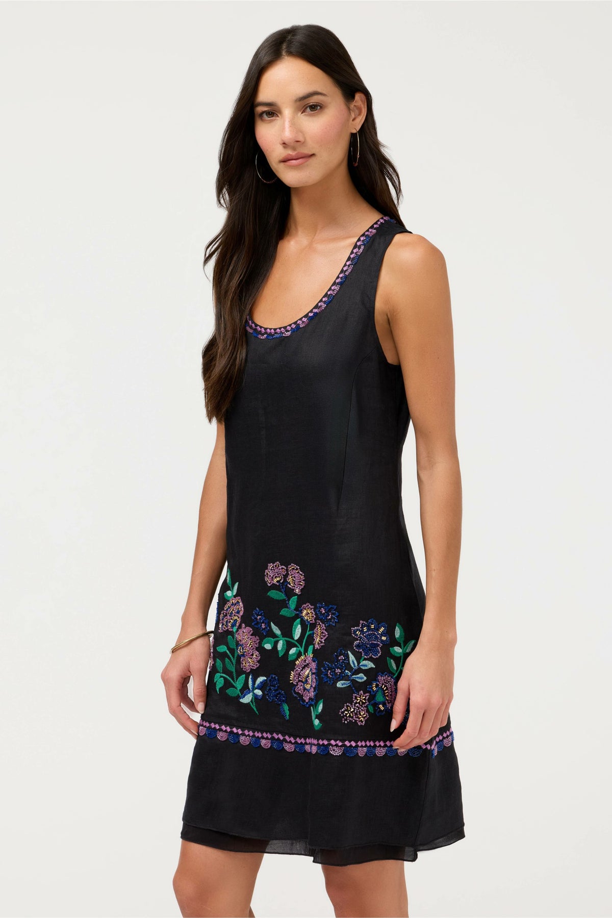 LINEN MIXED MEDIA TANK DRESS - Johnny Was Popular