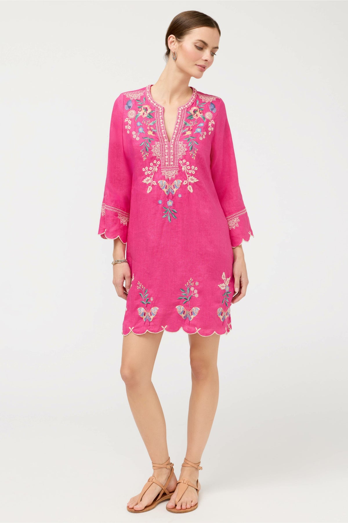 LINEN SCALLOP DRESS - Johnny Was Exclusive
