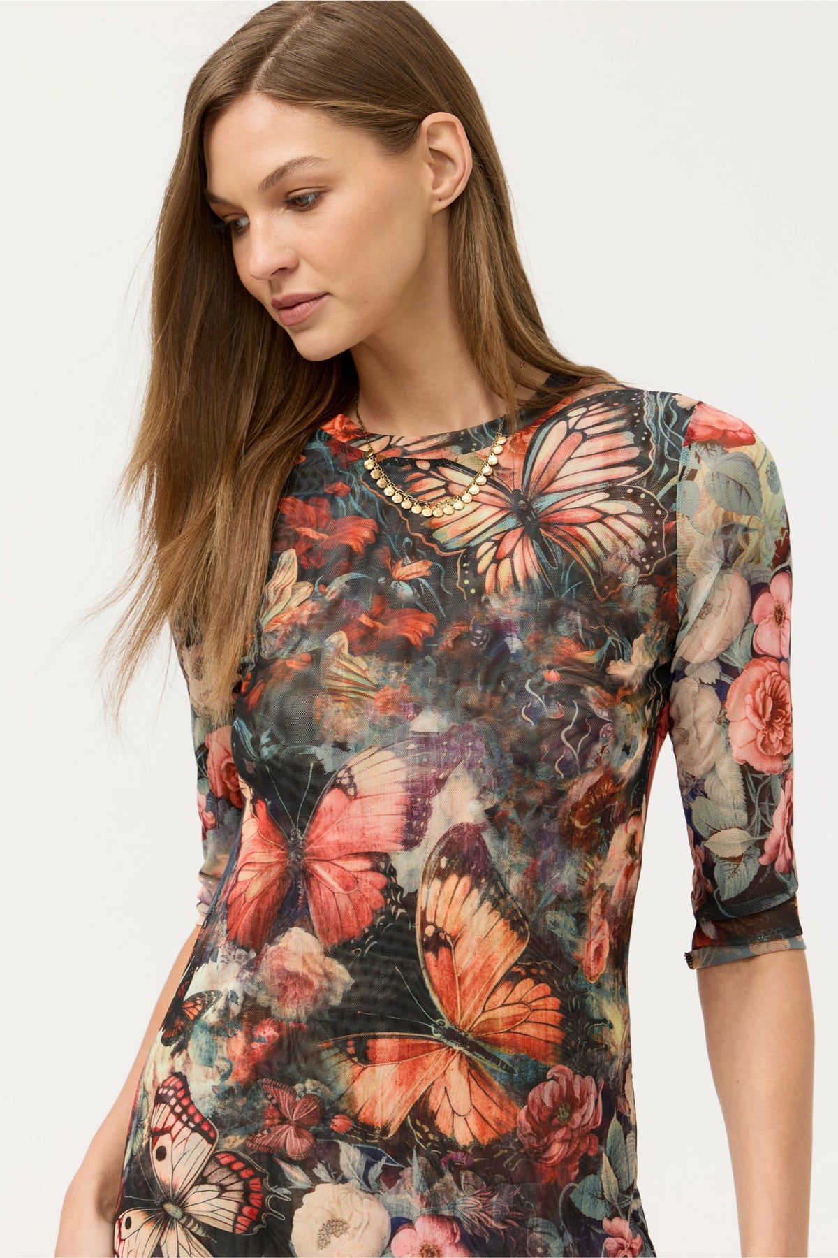 3/4 SLEEVE MESH MIDI DRESS - Johnny Was Trending
