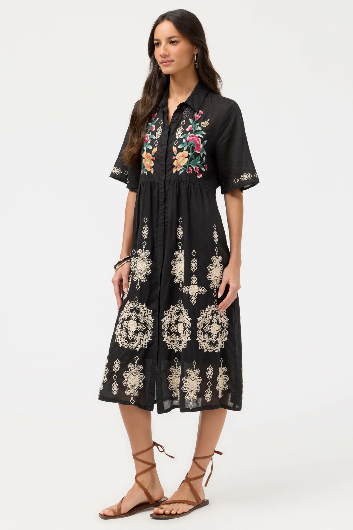 FLUTTER SLEEVE SHIRT DRESS - Johnny Was Featured
